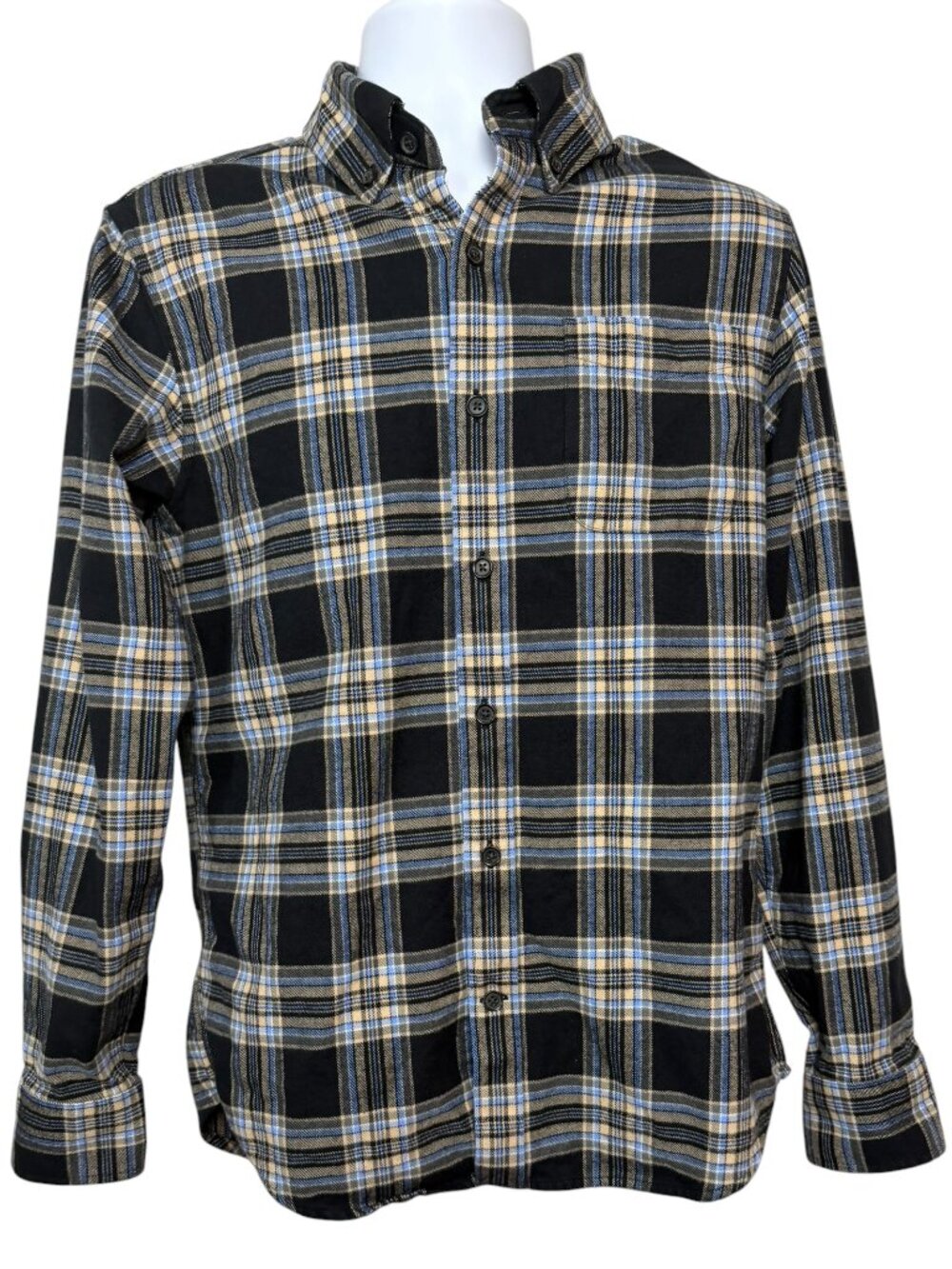 Lands' End Plaid Flannel Shirt Medium Traditional Fit Button Down Cotton